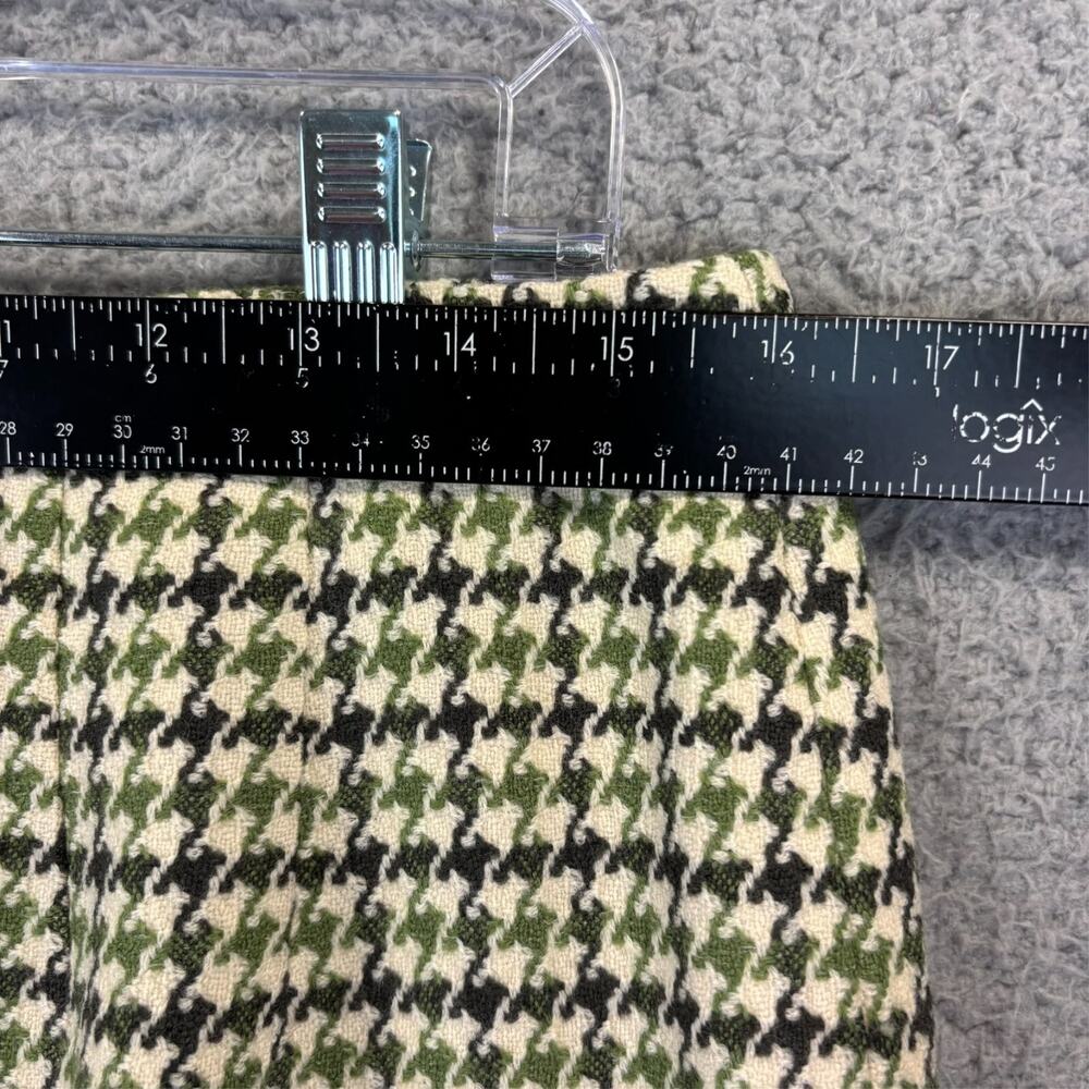 Talbots Skirt 12 Houndstooth Academia Preppy Office Wool Pencil Lined VTG Green - Picture 5 of 9